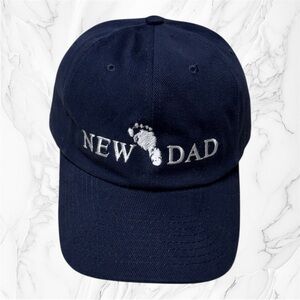 NISSIN Navy Baseball Cap with White Logo “New Dad” one size adjustable